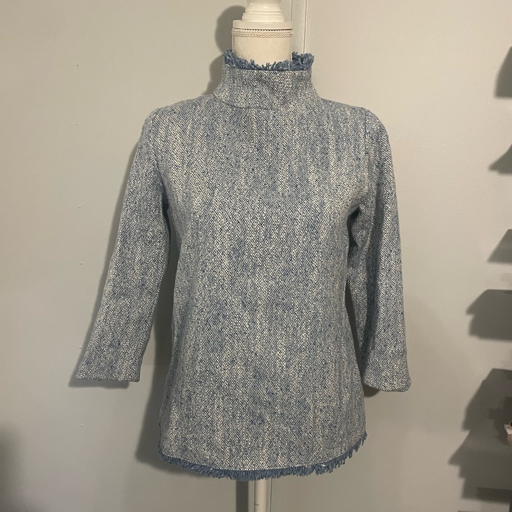 ANN MASHBURN Light Blue Turtleneck Sweater